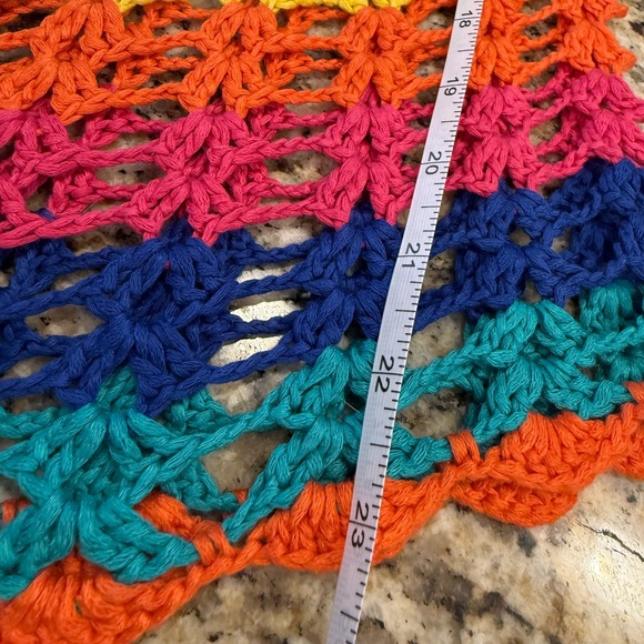 Crochet crop sleeve semi sheer sweater SZ S/M - Picture 6 of 9